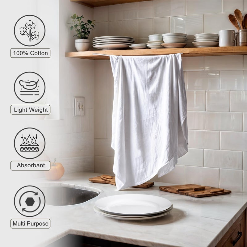 ZOYER منشفة دقيق زوير 28" × 28"، 12 حزمة - 100% قطن - منشفة صحون قابلة للغسل في الغسالة، منشفة بار فائقة الامتصاص، قطعة قماش صحون مثالية لتجفيف الأطباق والتنظيف - مجموعة أقمشة مطبخ - Image 4